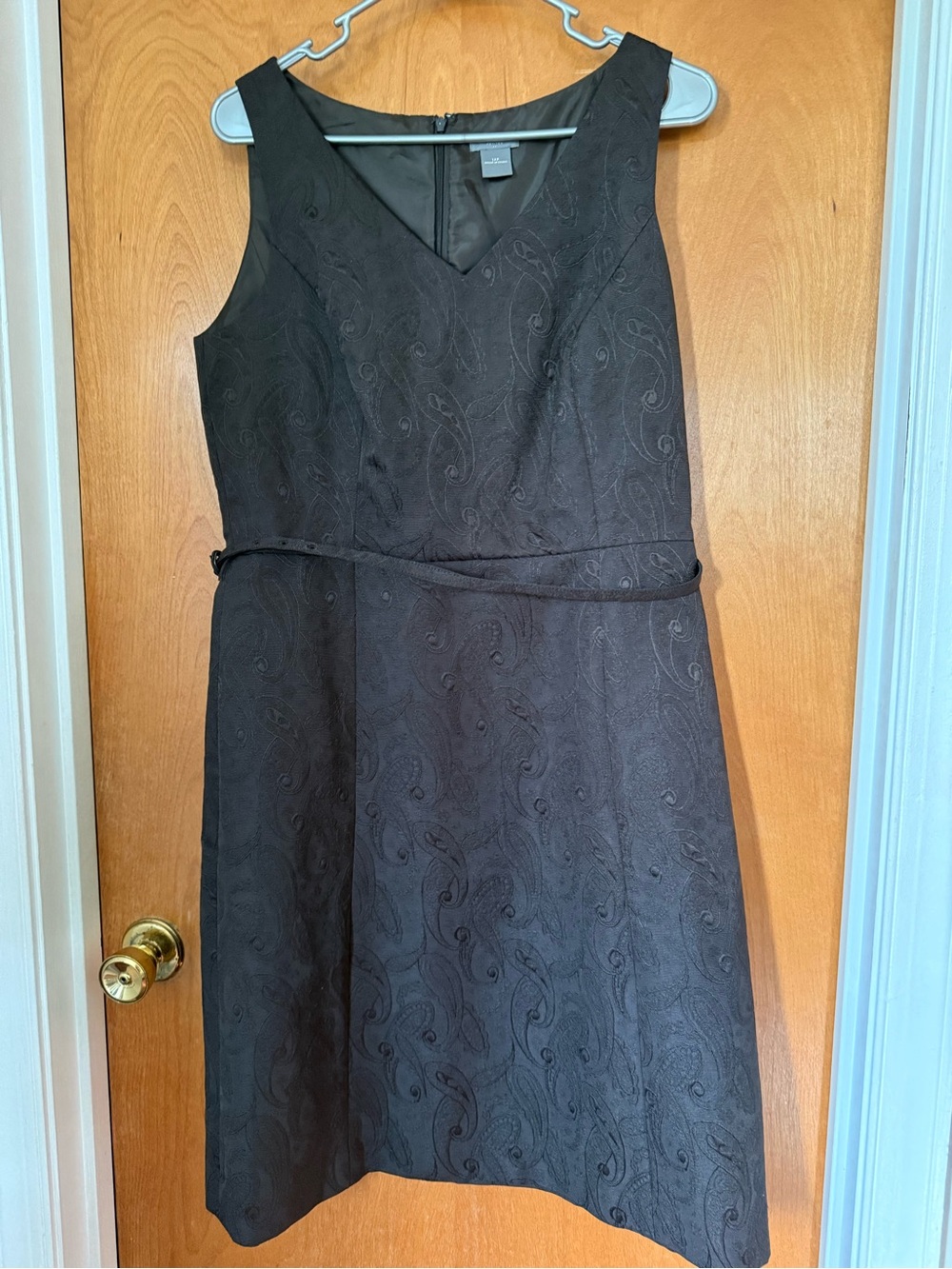 Ann Taylor Brown Paisley Jacquard Sleeveless Midi Dress